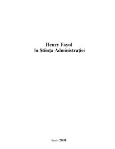 Henry Fayol în Știința Administrației - Pagina 1