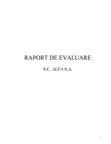 Raport de Evaluare - SC Alfa SA - Pagina 1