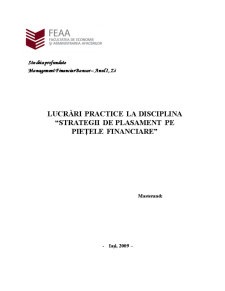 Lucrări Practice la Disciplina Strategii de Plasament pe Piețele Financiare - Pagina 1
