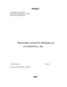Recrutarea și selecția personalului la SC Beautifull SRL - Pagina 1