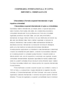 Cooperarea Internationala in Lupta Impotriva Criminalitatii - Pagina 1