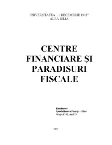 Centre Financiare și Paradisuri Fiscale - Pagina 1