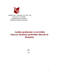 Analiza Produselor și Serviciilor Bancare Destinate Profesiilor Liberale în România - Pagina 1