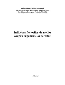 Influența Factorilor de Mediu asupra Organismelor Terestre - Pagina 1