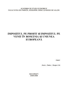 Impozitul pe Profit și Impozitul pe Venit în România și Uniunea Europeană - Pagina 1
