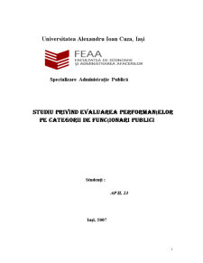 Studiu privind Evaluarea Performanțelor pe Categorii de Funcționari Publici - Pagina 1