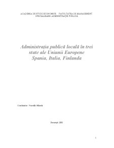 Administratia Publica in Trei State ale UE - Spania, Italia, Finlanda - Analiza Comparata - Pagina 1