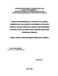 Bazele Managementului Strategic în Cadrul Municipiului Iași - Pagina 1