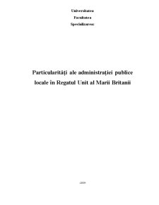 Particularități ale Administrației Publice Locale în Regatul Unit al Marii Britanii - Pagina 1