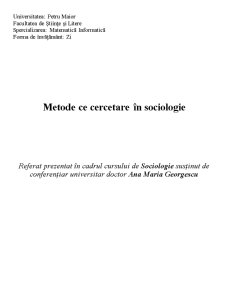 Metode de Cercetare în Sociologie - Pagina 1