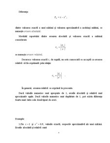 Statistica, Prelucrarea Datelor și Metode Numerice - Erorile de Calcul Numeric - Pagina 4
