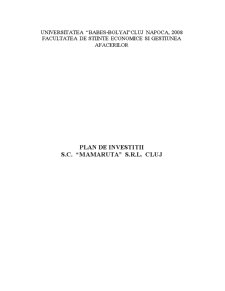 Plan de investiții SC Mamaruta SRL Cluj - Pagina 1