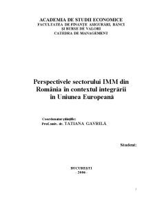 Perspectivele Sectorului IMM din România în Contextul Integrării în Uniunea Europeană - Pagina 1