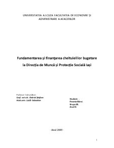 Fundamentarea și Finanțarea Cheltuielilor Bugetare la Direcția de Muncă și Protecție Socială Iași - Pagina 1