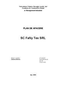Plan de Afaceri la SC FaNy Tex SRL - Pagina 1