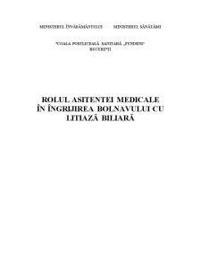 Rolul asistenței medicale în îngrijirea bolnavului cu litiază biliară - Pagina 1