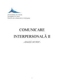 Comunicare Interpersonală II - Analiză de Text - Pagina 1