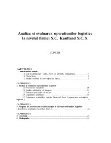 Analiza și evaluarea operațiunilor logistice la nivelul firmei SC Kaufland SCS - Pagina 1