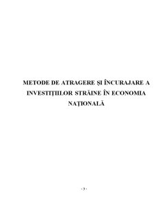 Metode de atragere și încurajare a investițiilor în economia națională - Pagina 1