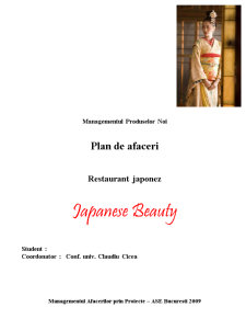 Plan de Afaceri - Restaurant Japonez Japanese Beauty - Pagina 1