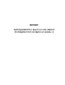 Managementul Riscului de Credit în Perspectiva Acordului Basel - Pagina 1