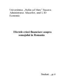 Efectele crizei financiare asupra șomajului în România - Pagina 1