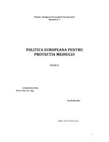 Politica europeană pentru protecția mediului - Pagina 1