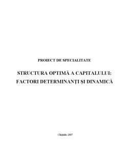 Structura Optima a Capitalului - Factori Determinanti si Dinamica - Pagina 1