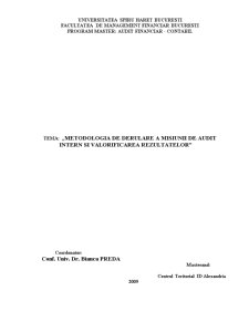 Metodologia de Derulare a Misiunii de Audit Intern și Valorificarea Rezultatelor - Pagina 1