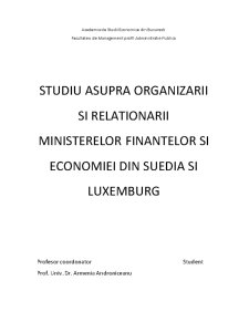 Studiu asupra organizării și relaționării Ministerelor Finanțelor și Economiei din Suedia și Luxemburg - Pagina 1