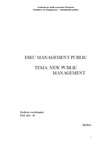Eseu Management Public - New Public Management - Pagina 1