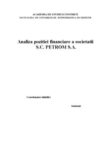 Analiza poziției financiare a SC Petrom SA - Pagina 1