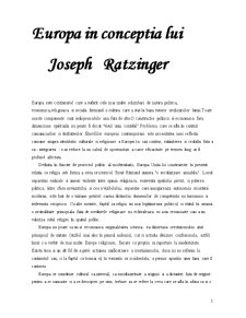 Europa în concepția lui Joseph Ratzinger - Pagina 1