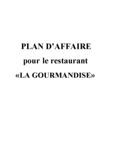 Plan D-Affaire pour le Restaurant La Gourmandise - Pagina 1