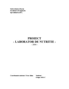 Proiect laborator de nutriție - realizarea unui regim alimentar pentru un tânăr de 35 bolnav de hipotensiune - Pagina 1
