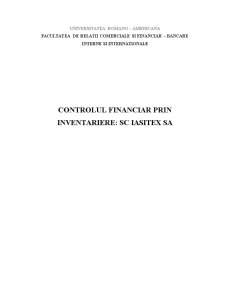 Controlul Financiar prin Inventariere - SC Iasitex SA - Pagina 1