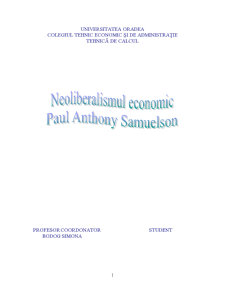 Neoliberalismul Economic - Paul Anthony Samuelson - Pagina 1