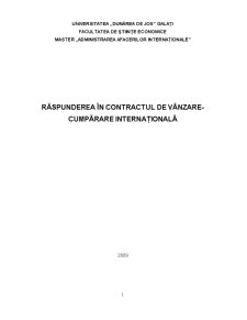 Răspunderea în Contractul de vânzare-cumpărare Internațională - Pagina 1