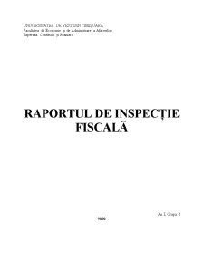 Raportul de Inspecție Fiscală - Pagina 1