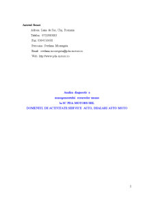 Analiza Diagnostic a Managementului Resurselor Umane la SC PDA Motors SRL - Pagina 2