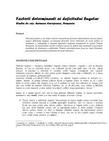 Factorii Determinanti ai Deficitului Bugetar. Studiu de Caz - Uniunea Europeana, Romania - Pagina 1