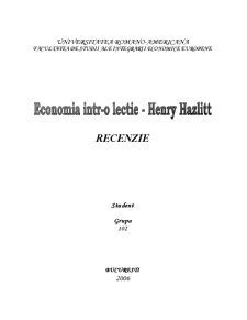 Recenzie - economia într-o lecție - de Henry Hazlitt - Pagina 1