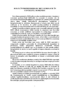 Rolul Întreprinderilor Mici și Mijlocii în Contextul Românesc - Pagina 1