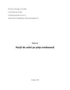 Poziții de Cartel pe Piața Românească - Pagina 1
