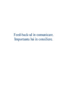 Feed-Back-ul în Comunicare - Pagina 1