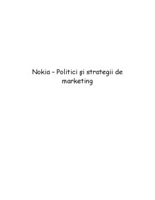 Nokia - Politici și Stragii de Marketing - Pagina 1