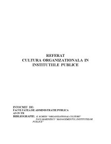 Cultura organizațională în instituțiile publice - Pagina 1