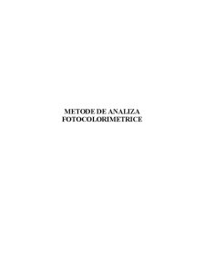 Metode de Analiza Fotocolorimetrice - Pagina 1