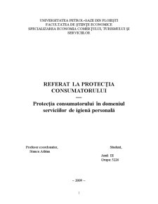 Protecția Consumatorului în Domeniul Serviciilor de Igienă Personală - Pagina 1