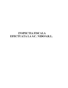 Inspecția fiscală efectuată la SC Nido SRL - Pagina 1